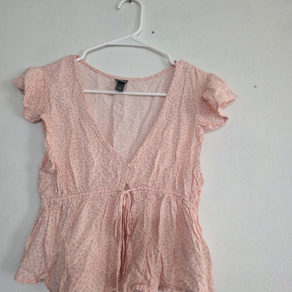 Wild Fable Pink Ruffle Sleeve Women's Top (0021) - Picture 1 of 4